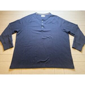 The Normal Brand Men's XXXL 3XL Puremeso Henley Blue Chambray Long Sleeve Shirt